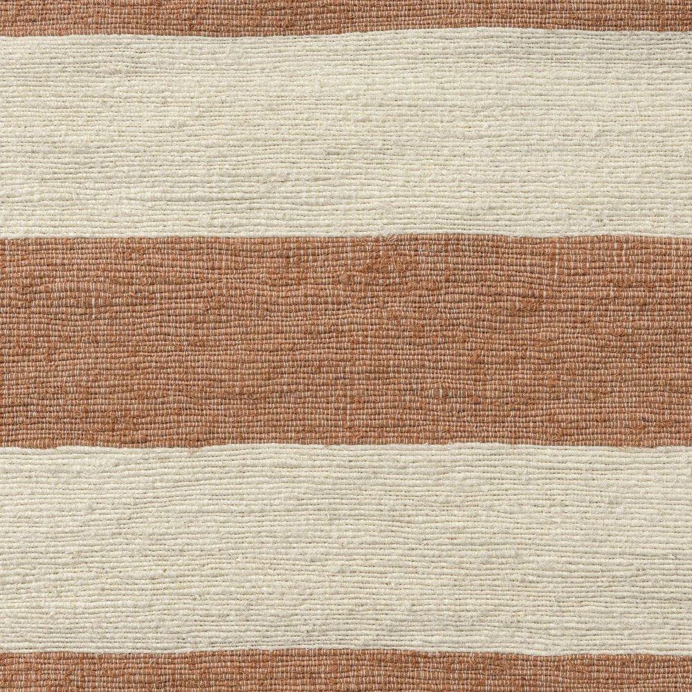 24" Rust And Ivory Striped Linen Blend Throw Pillow