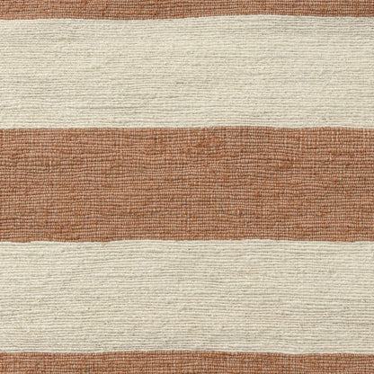 24" Rust And Ivory Striped Linen Blend Throw Pillow