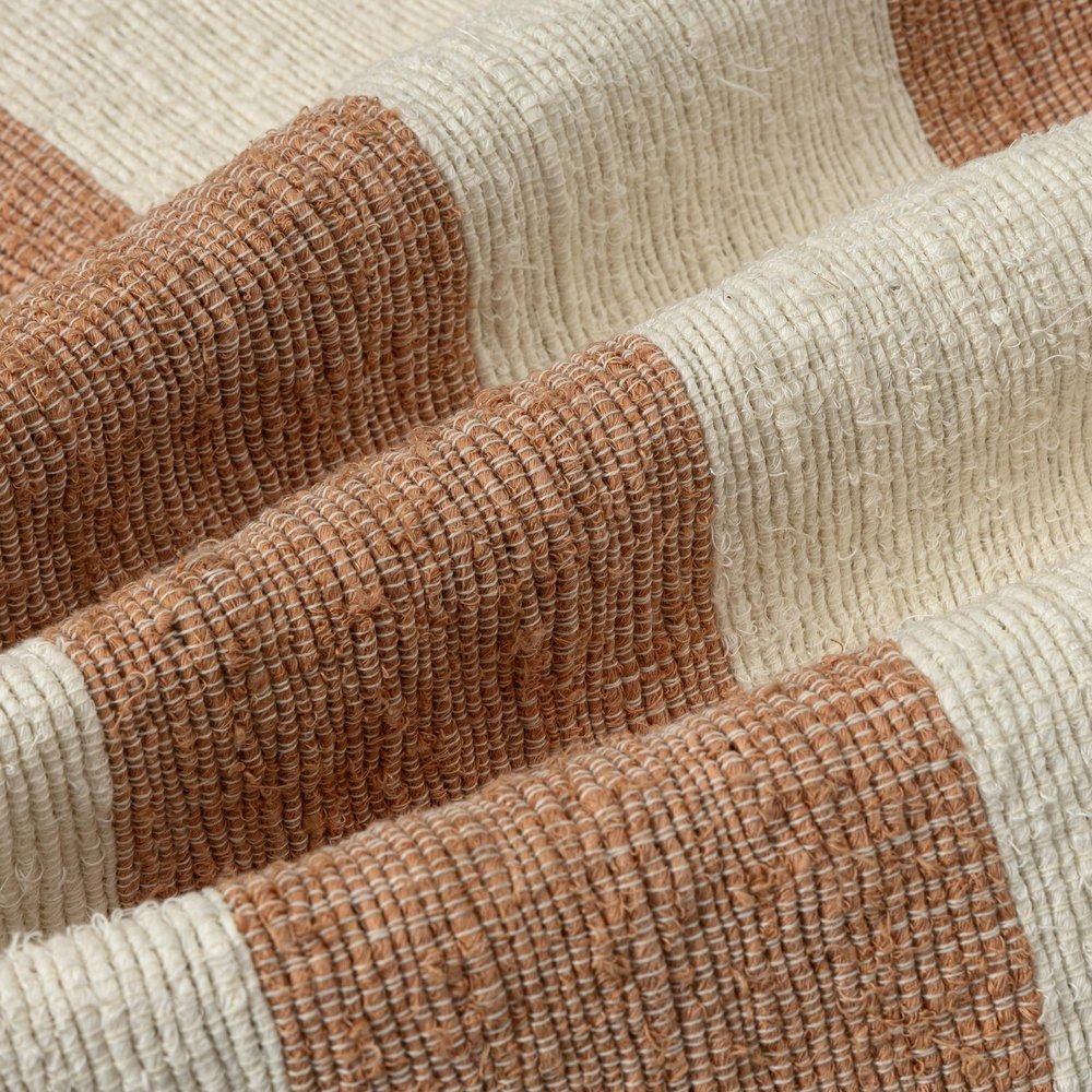 24" Rust And Ivory Striped Linen Blend Throw Pillow