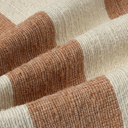 24" Rust And Ivory Striped Linen Blend Throw Pillow