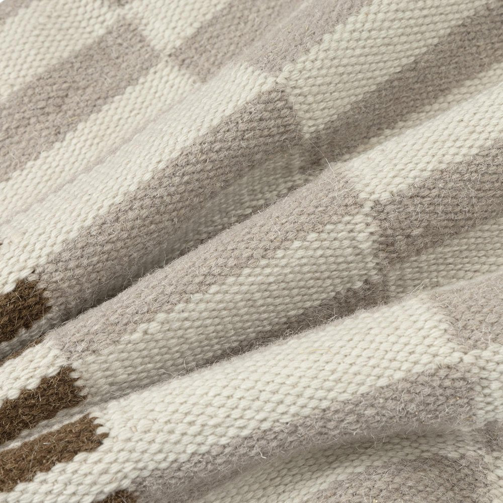 24" Beige Brown And Gray Striped Wool Blend Throw Pillow
