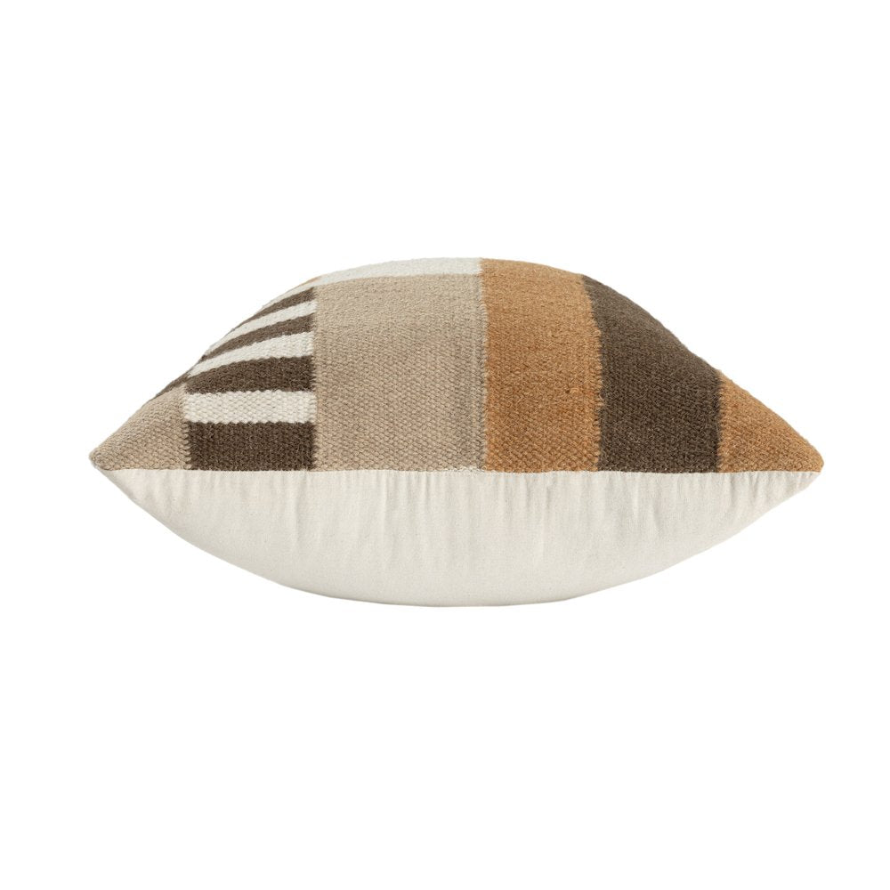 24" Beige Brown And Orange Geometric Wool Blend Throw Pillow — view 2