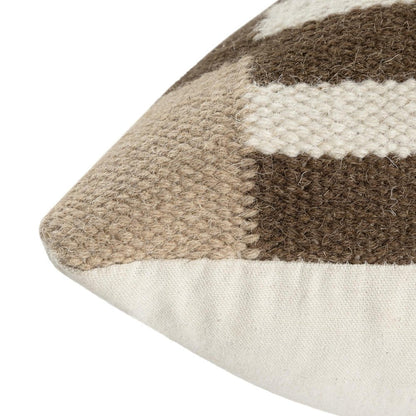 24" Beige Brown And Orange Geometric Wool Blend Throw Pillow