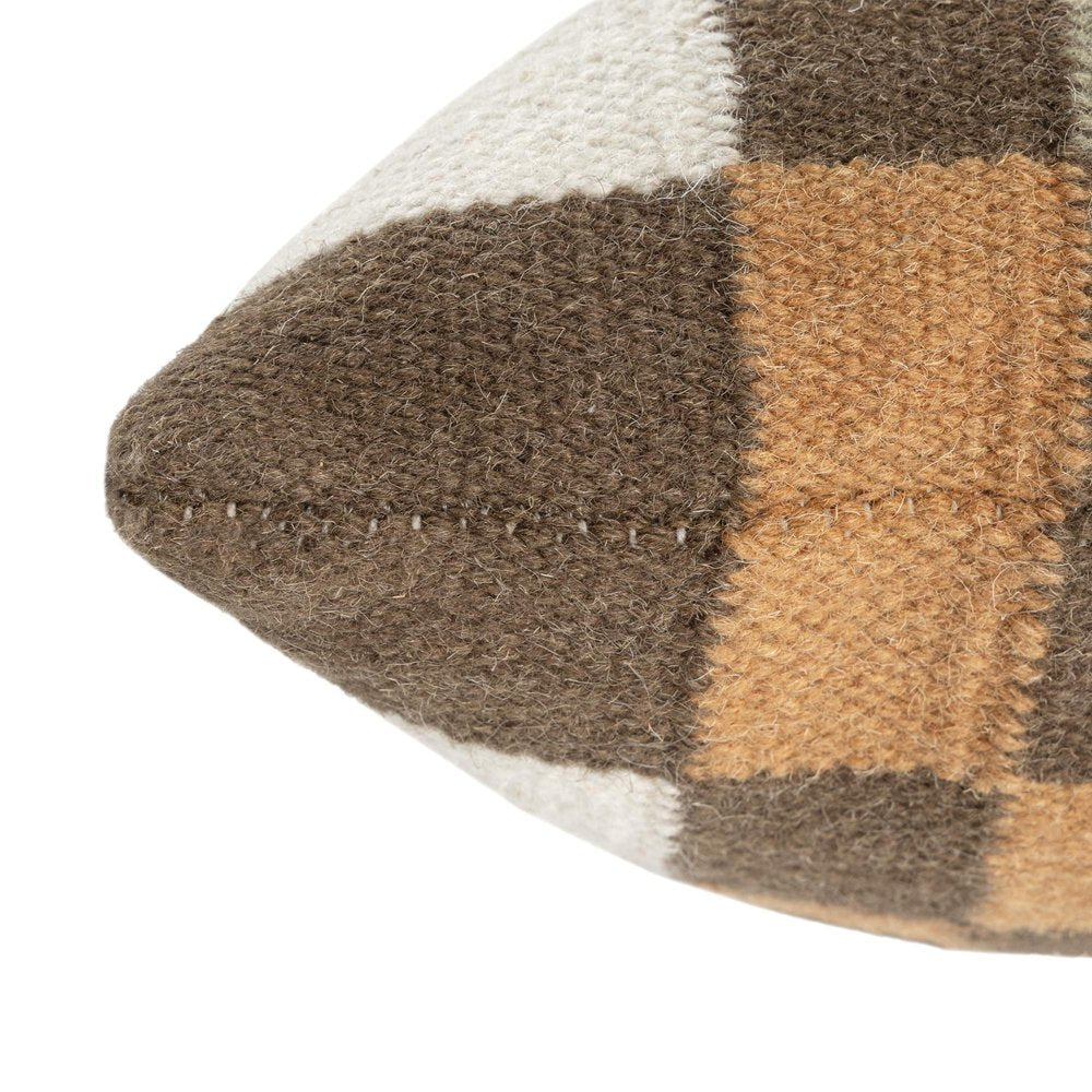 24" Beige Brown Burnt Orange And Gray Geometric Wool Blend Throw Pillow — view 4