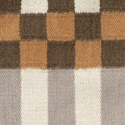 24" Beige Brown Burnt Orange And Gray Geometric Wool Blend Throw Pillow