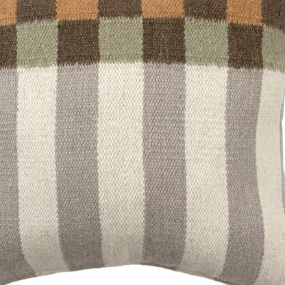 24" Beige Brown Burnt Orange And Gray Geometric Wool Blend Throw Pillow