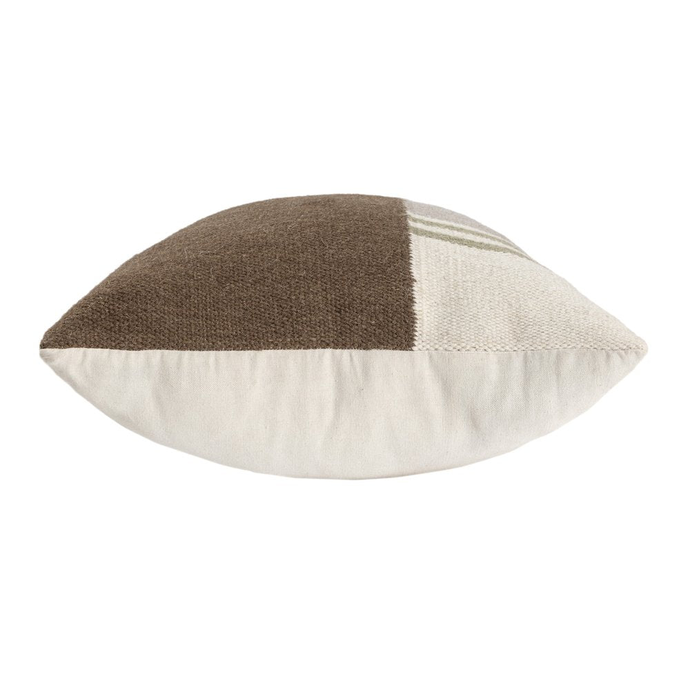 24" Beige Brown Gray And Green Geometric Wool Blend Throw Pillow — view 2