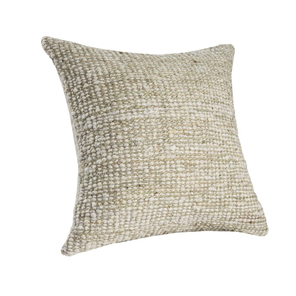 22" Ivory And Green Striped Wool Blend Throw Pillow — view 8