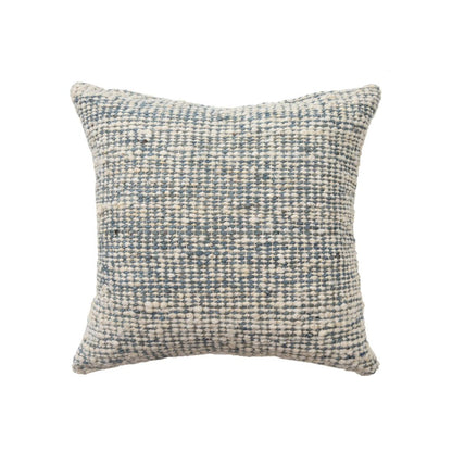 22" Ivory And Blue Striped Wool Blend Throw Pillow HomeRoots