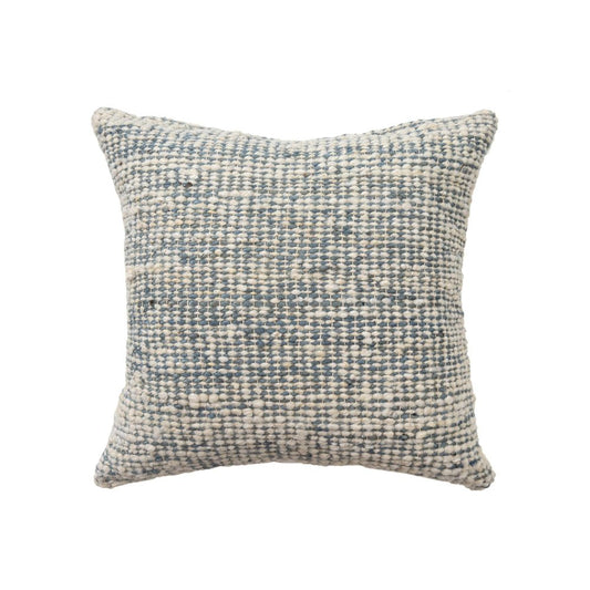 22" Ivory And Blue Striped Wool Blend Throw Pillow HomeRoots
