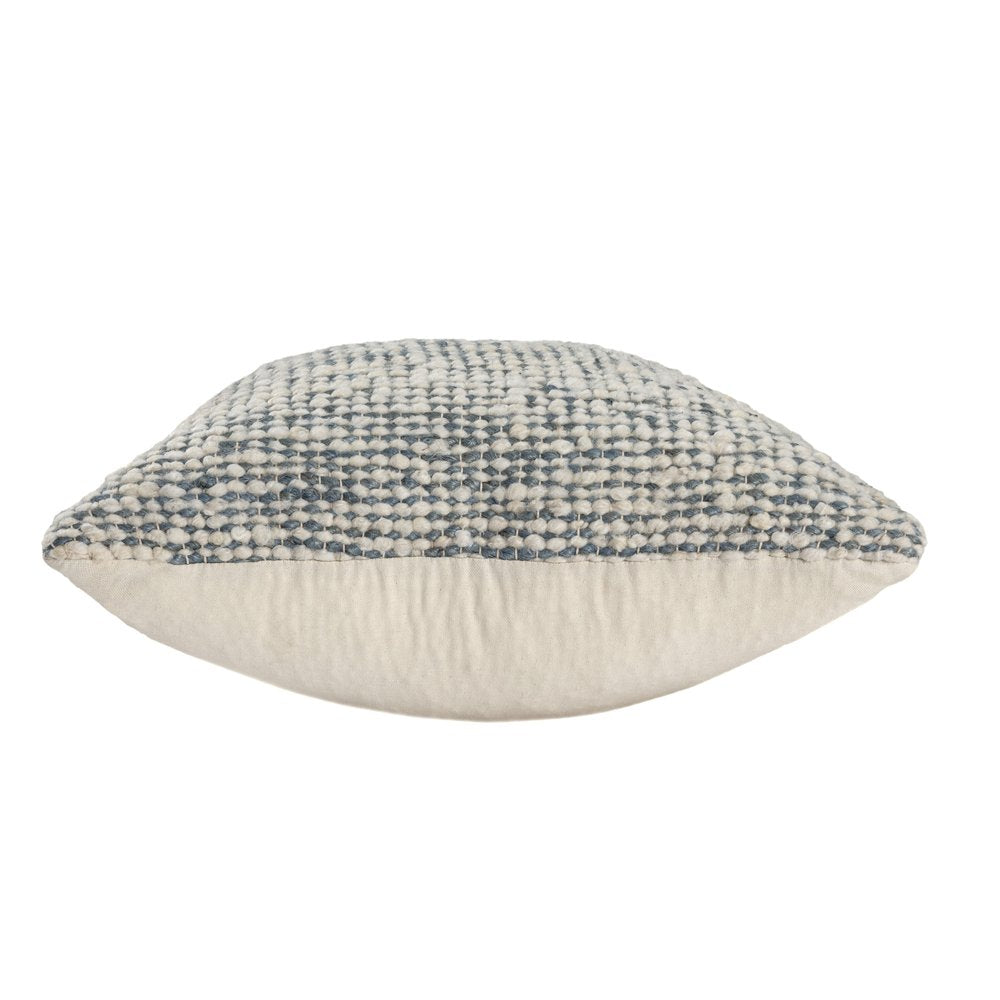 22" Ivory And Blue Striped Wool Blend Throw Pillow HomeRoots