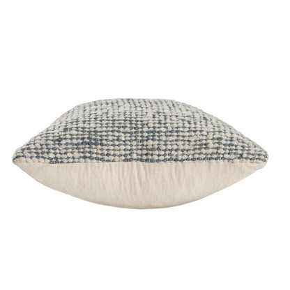 22" Ivory And Blue Striped Wool Blend Throw Pillow HomeRoots