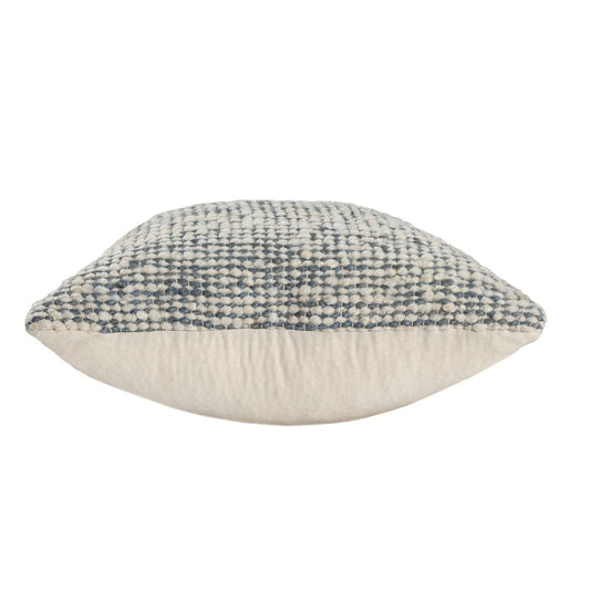 22" Ivory And Blue Striped Wool Blend Throw Pillow