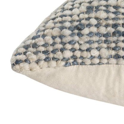 22" Ivory And Blue Striped Wool Blend Throw Pillow HomeRoots