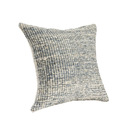 22" Ivory And Blue Striped Wool Blend Throw Pillow