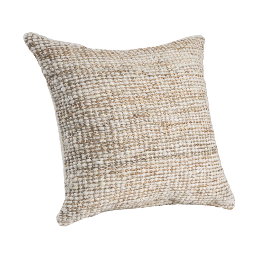 22" Ivory And Natural Striped Wool Blend Throw Pillow — view 9
