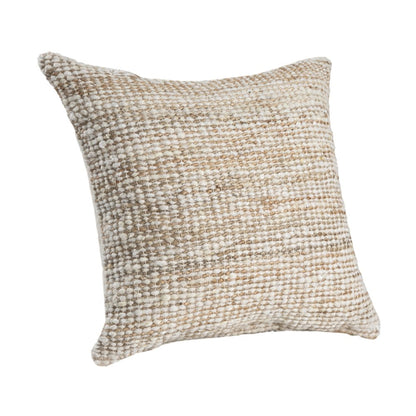 22" Ivory And Natural Striped Wool Blend Throw Pillow