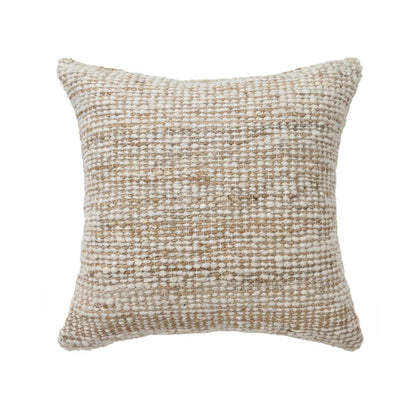 22" Ivory And Natural Striped Wool Blend Throw Pillow