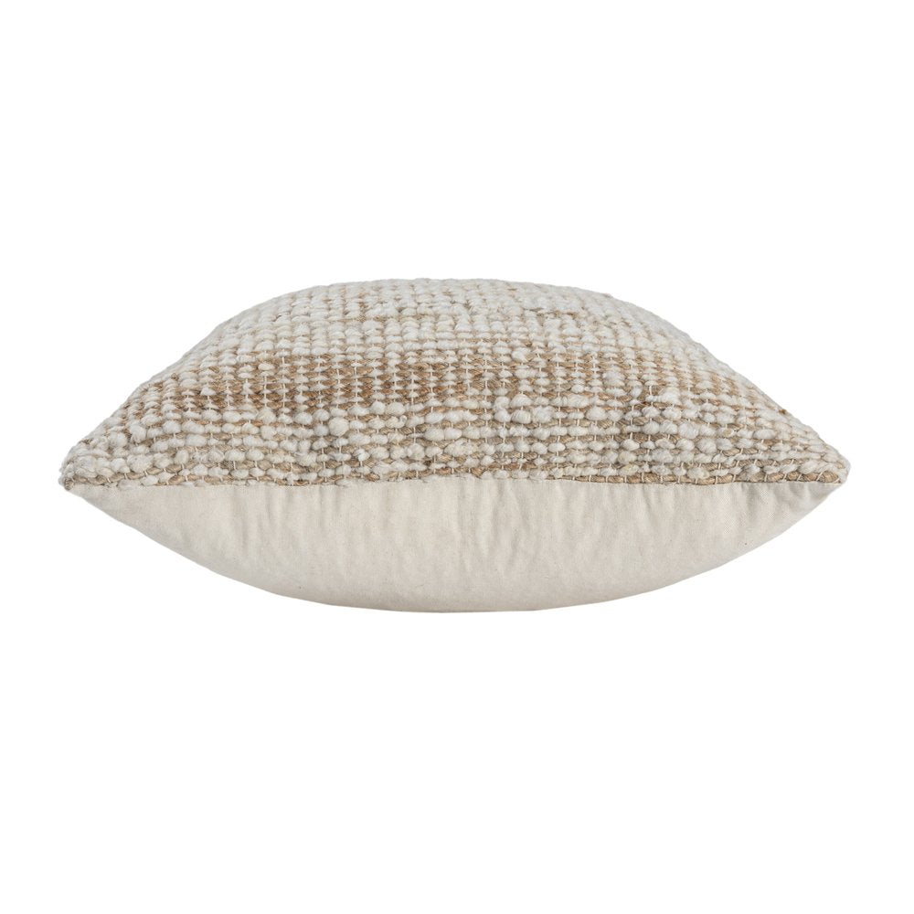 22" Ivory And Natural Striped Wool Blend Throw Pillow — view 2