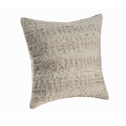 24" Beige Wool Throw Pillow