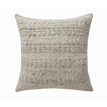 24" Beige Wool Throw Pillow