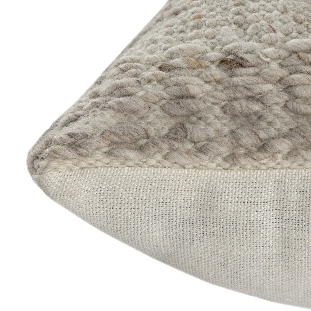 24" Beige Wool Throw Pillow