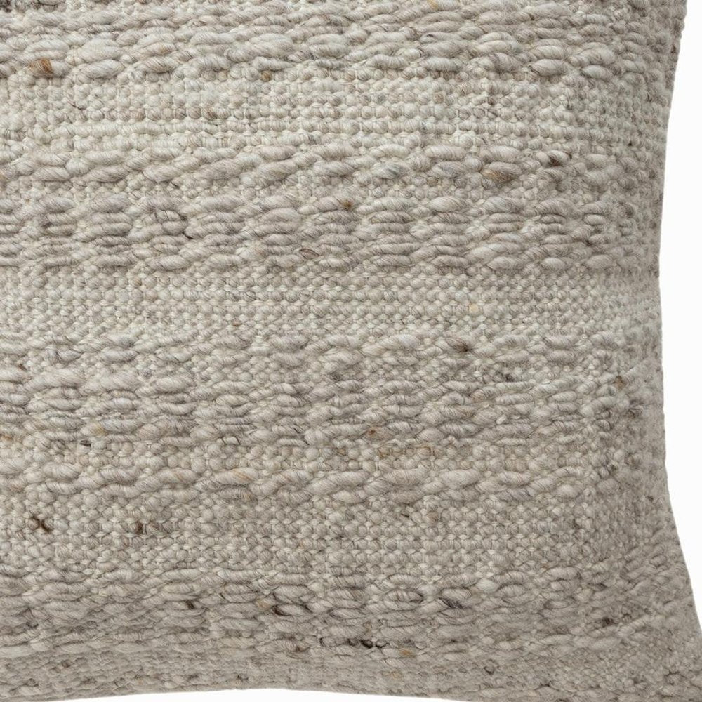 24" Beige Wool Throw Pillow