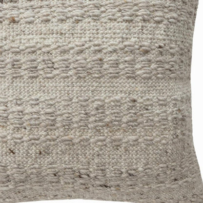 24" Beige Wool Throw Pillow