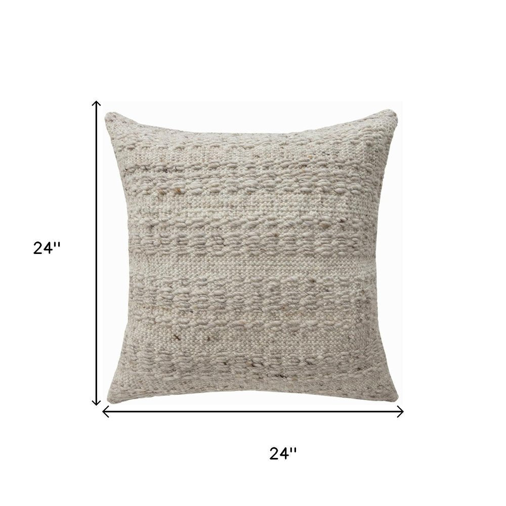24" Beige Wool Throw Pillow — view 8