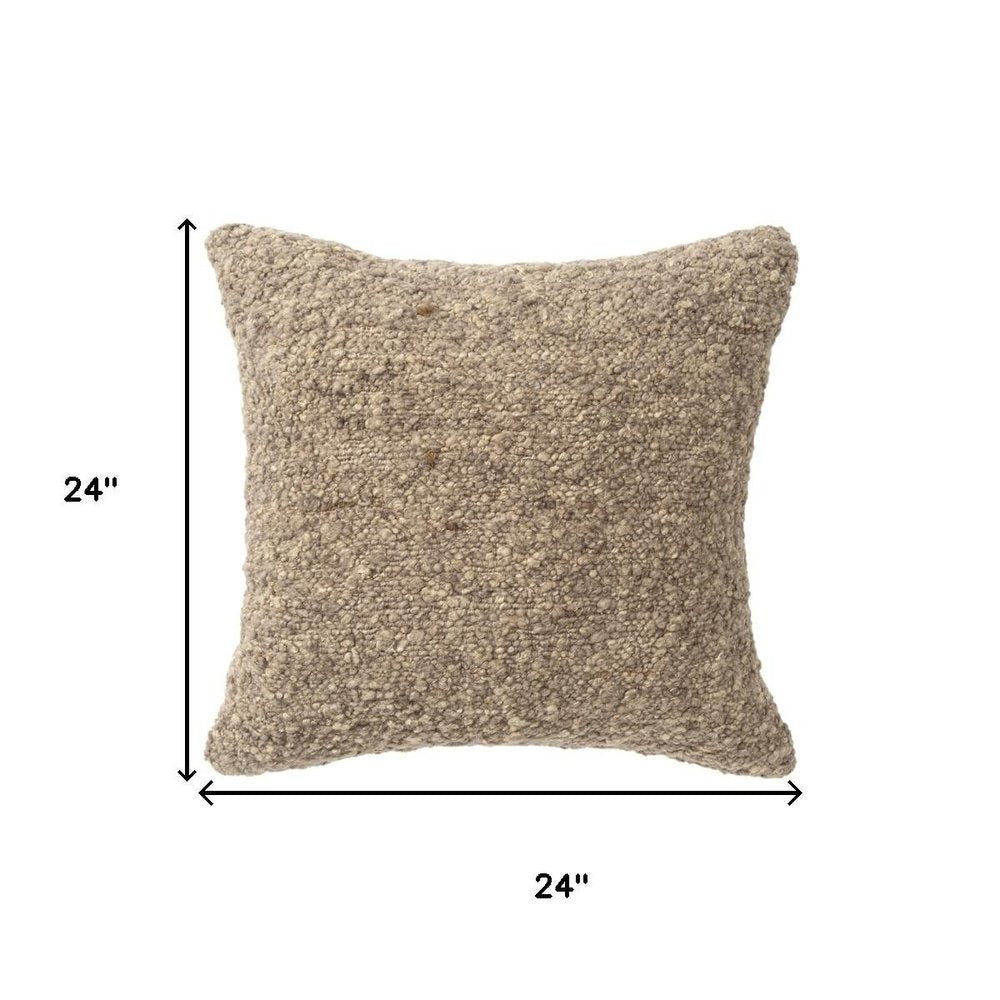 24" Brown Wool Throw Pillow — view 8