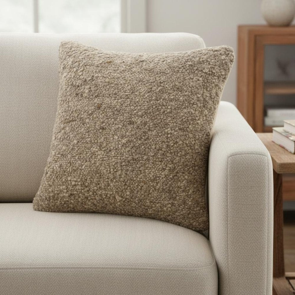 24" Brown Wool Throw Pillow