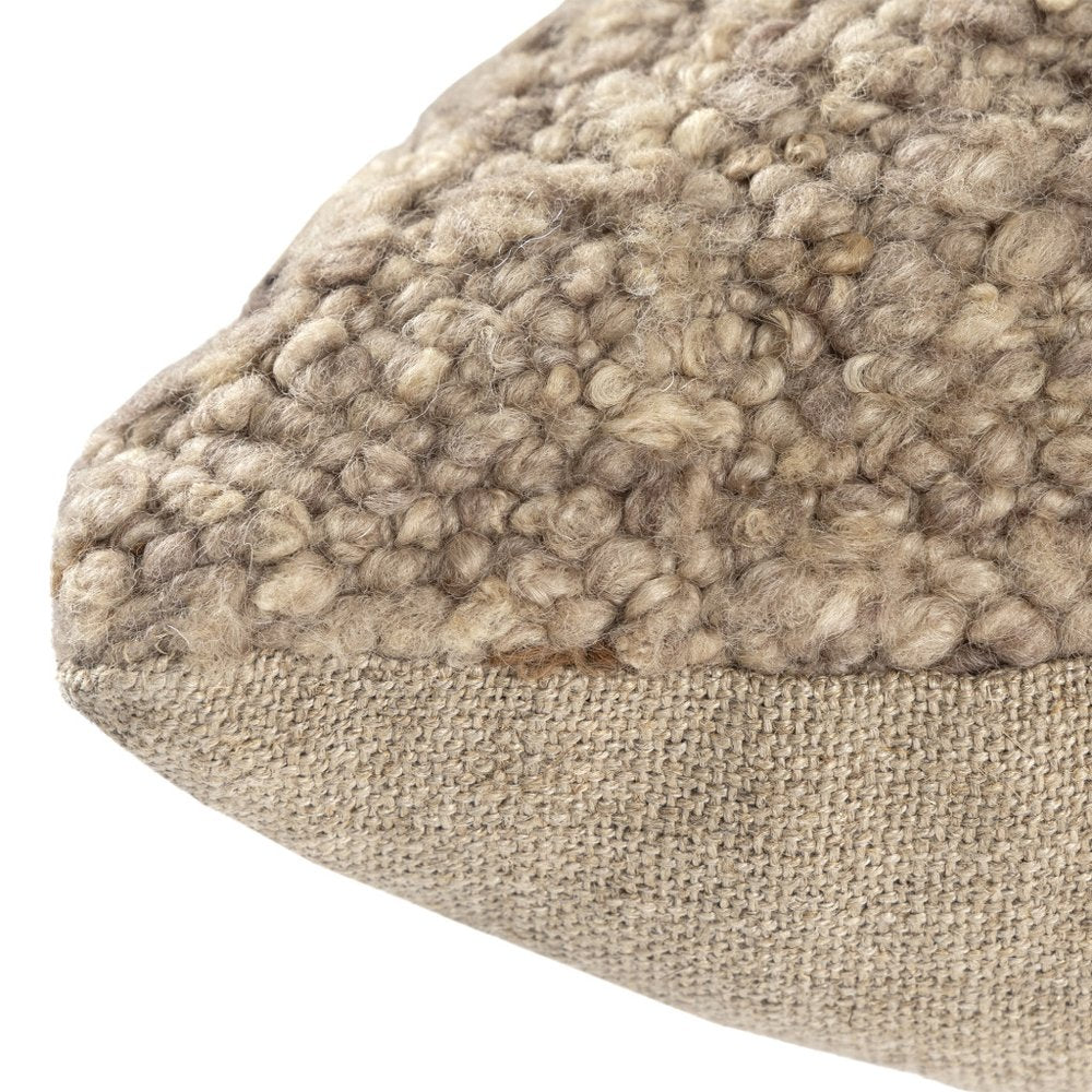 24" Brown Wool Throw Pillow — view 3