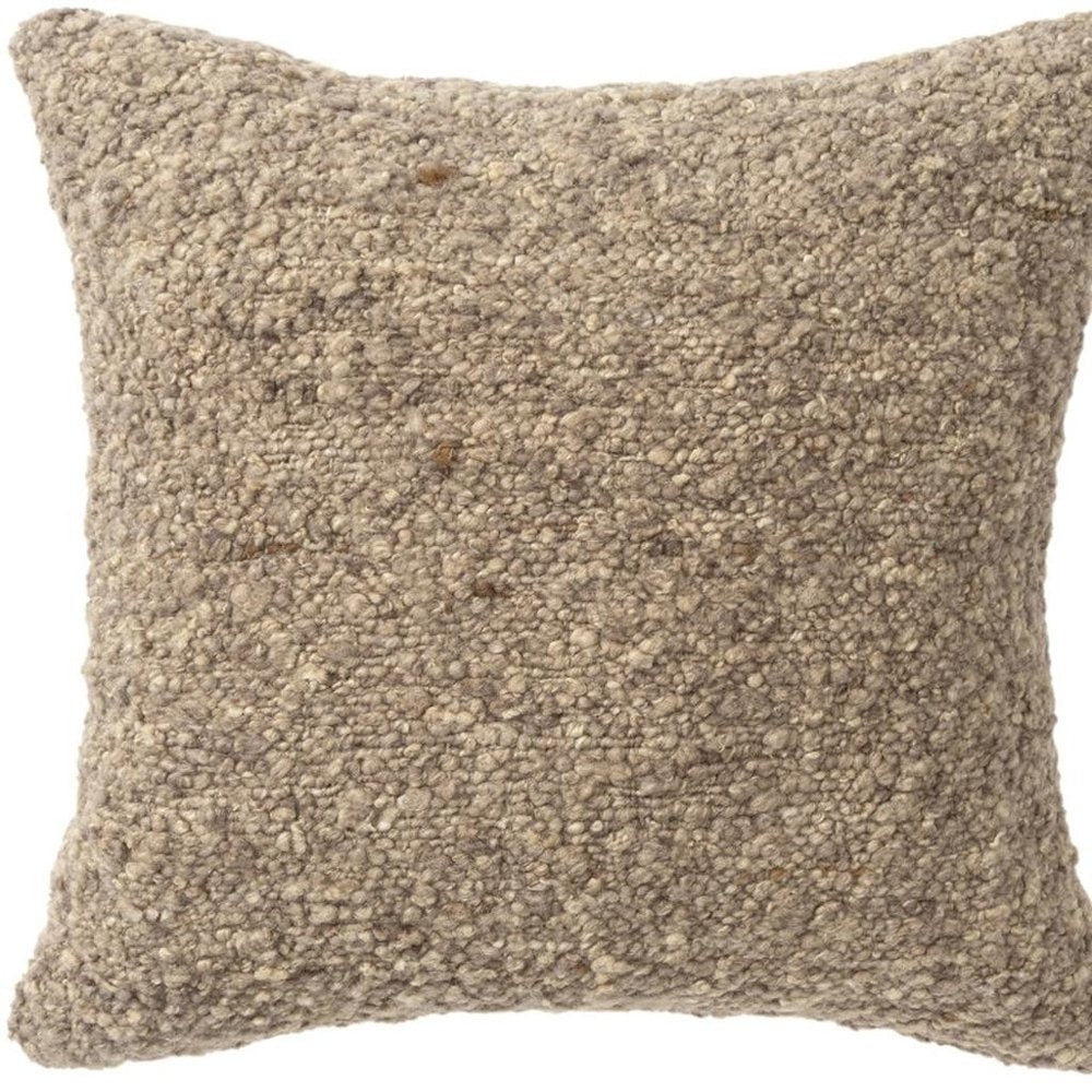 24" Brown Wool Throw Pillow