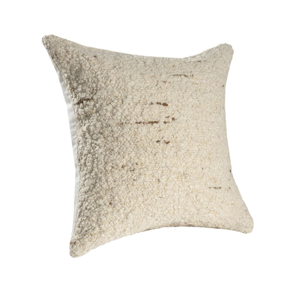 24" Ivory And Beige Wool Throw Pillow — view 8