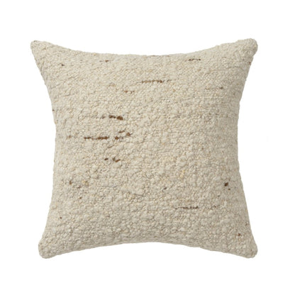 24" Ivory And Beige Wool Throw Pillow