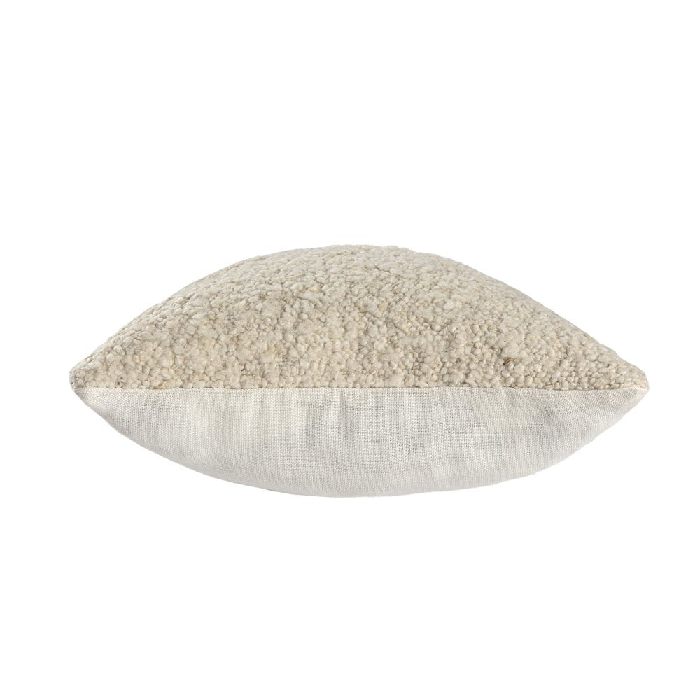 24" Ivory And Beige Wool Throw Pillow