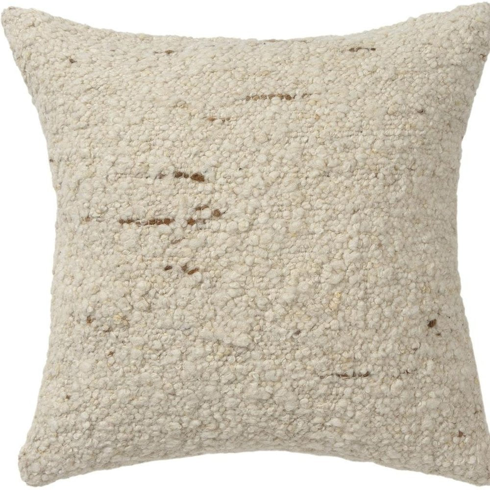 24" Ivory And Beige Wool Throw Pillow — view 6