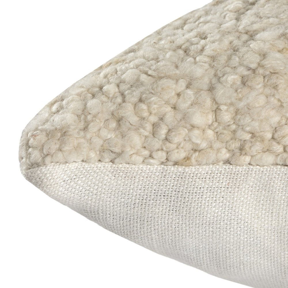 24" Ivory And Beige Wool Throw Pillow — view 3