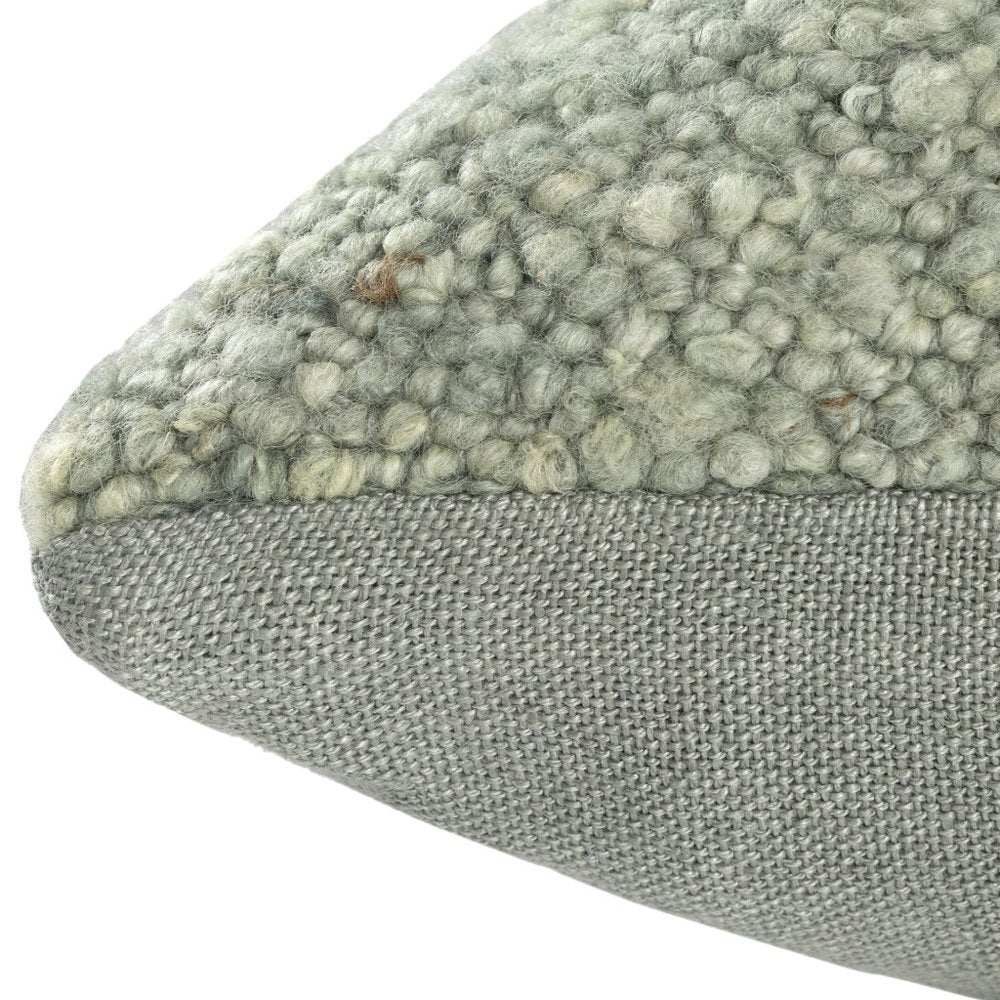 24" Green Wool Throw Pillow