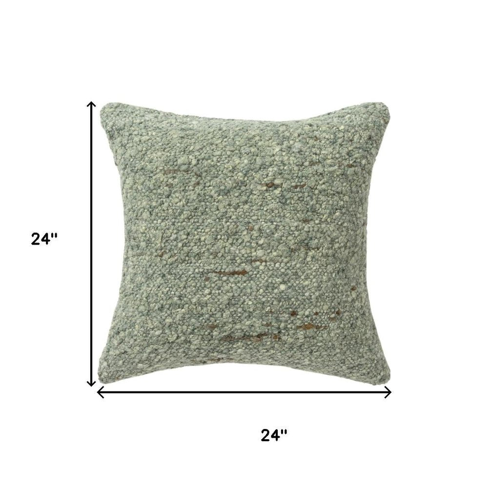 24" Green Wool Throw Pillow HomeRoots