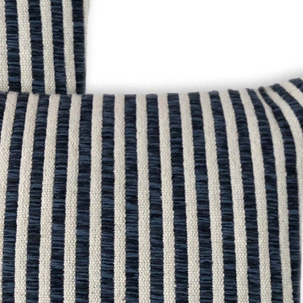 Set of Two 22" Blue And White Striped Cotton Throw Pillows — view 6