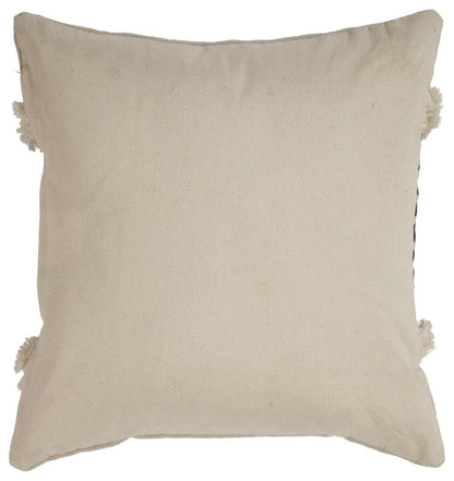 Set of Two 18" Black And Natural Abstract Cotton Throw Pillows with Tufts
