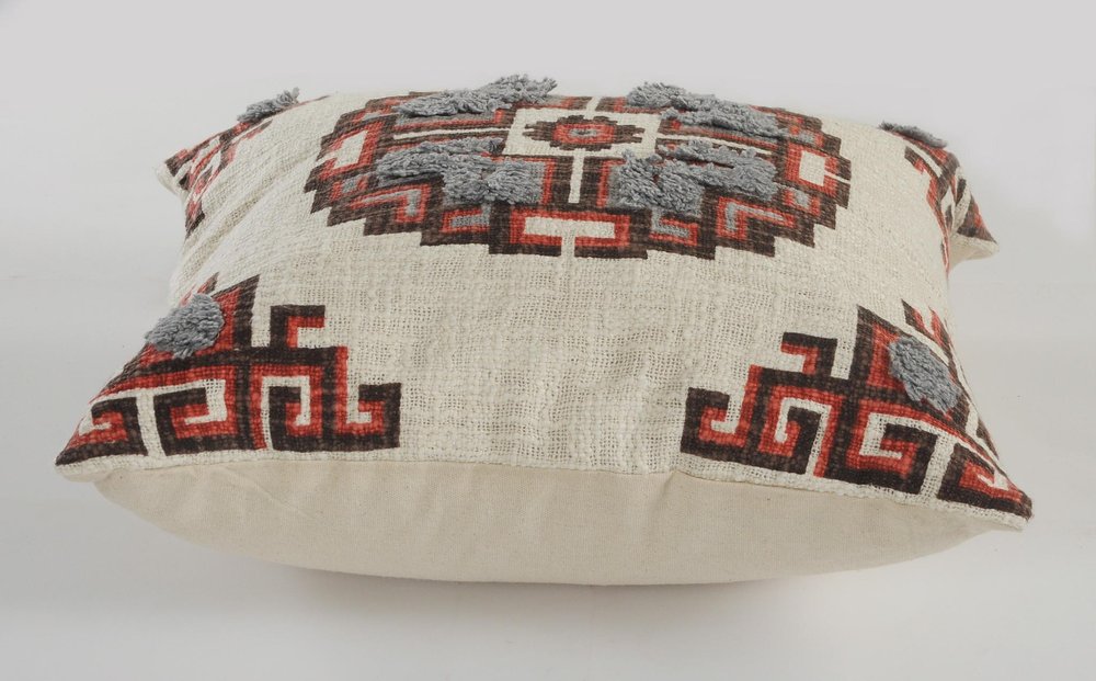 Set of Two 18" Brown And Beige Geometric Cotton Throw Pillows
