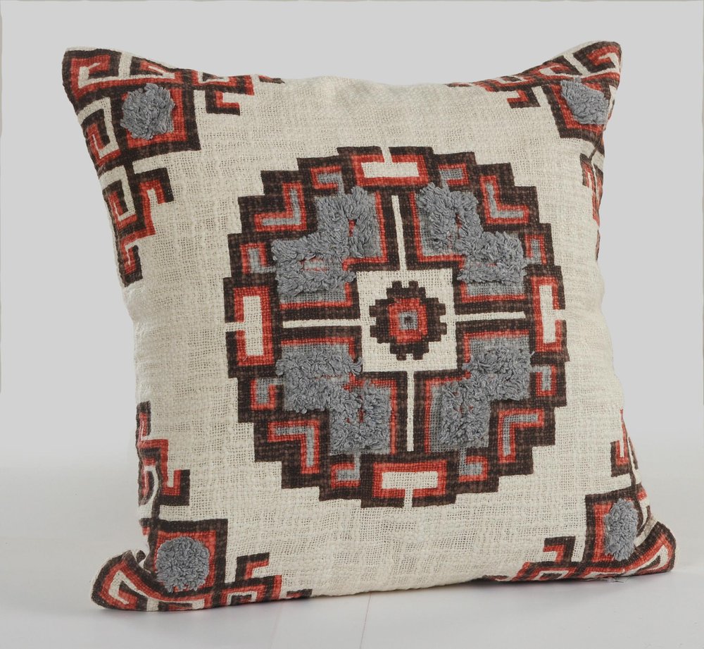Set of Two 18" Brown And Beige Geometric Cotton Throw Pillows — view 3