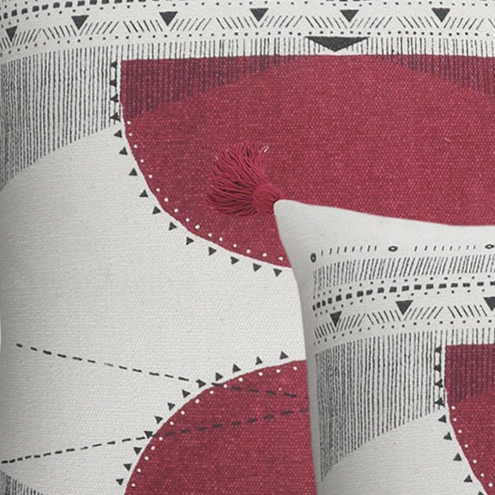 Set of Two 20" White And Black Geometric Cotton Throw Pillows — view 3
