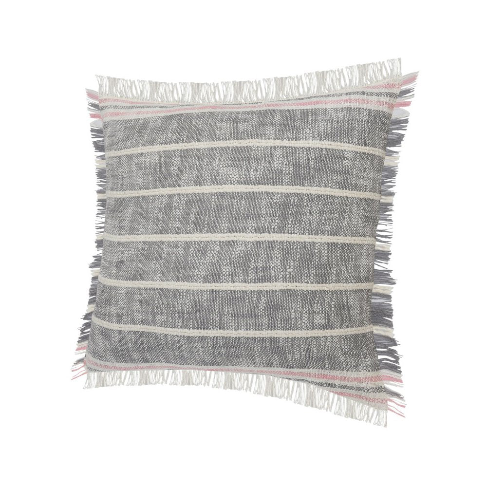 Set of Two 20" Gray And Light Gray Diamond Cotton Throw Pillows