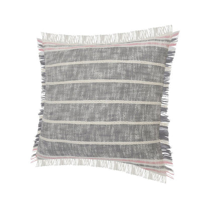 Set of Two 20" Gray And Light Gray Diamond Cotton Throw Pillows