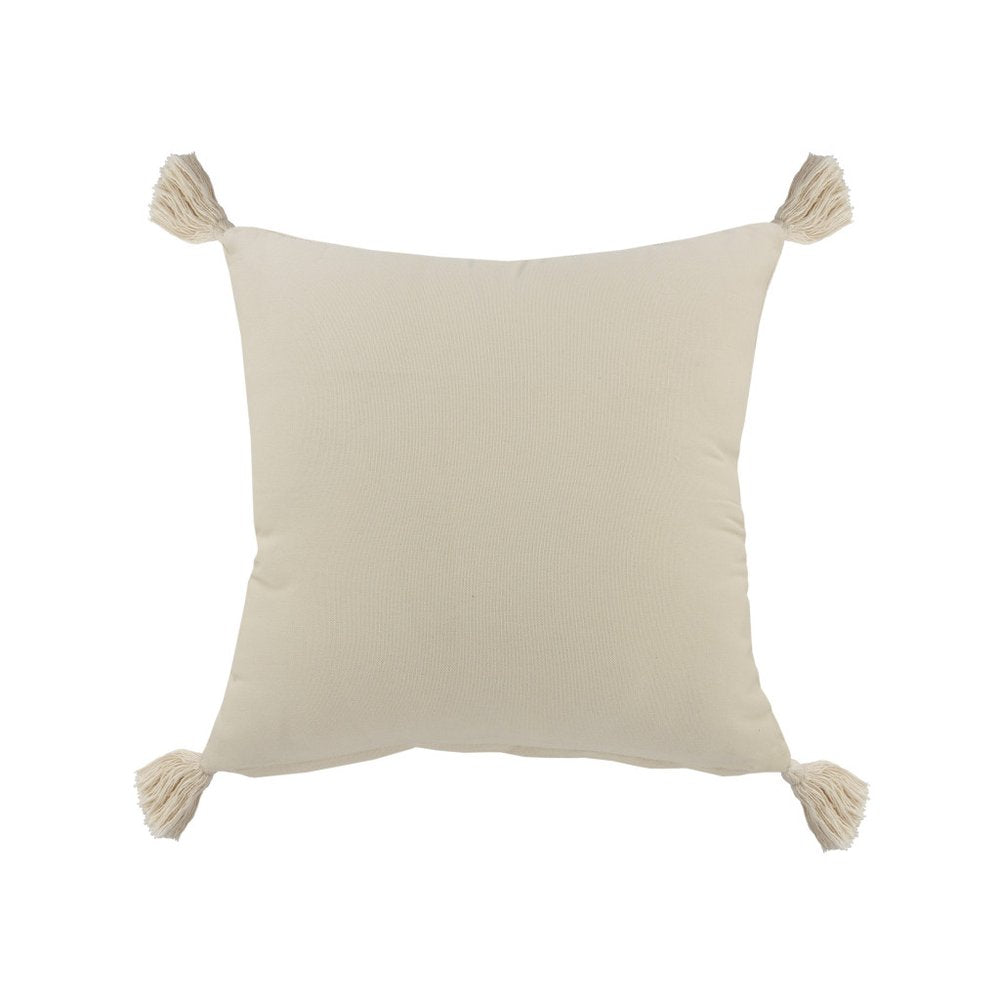 Set of Two 20" Green And Off White Color Block Cotton Throw Pillows