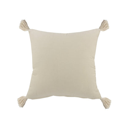 Set of Two 20" Green And Off White Color Block Cotton Throw Pillows