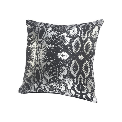 Set of Two 20" Black And Silver Cotton Throw Pillows